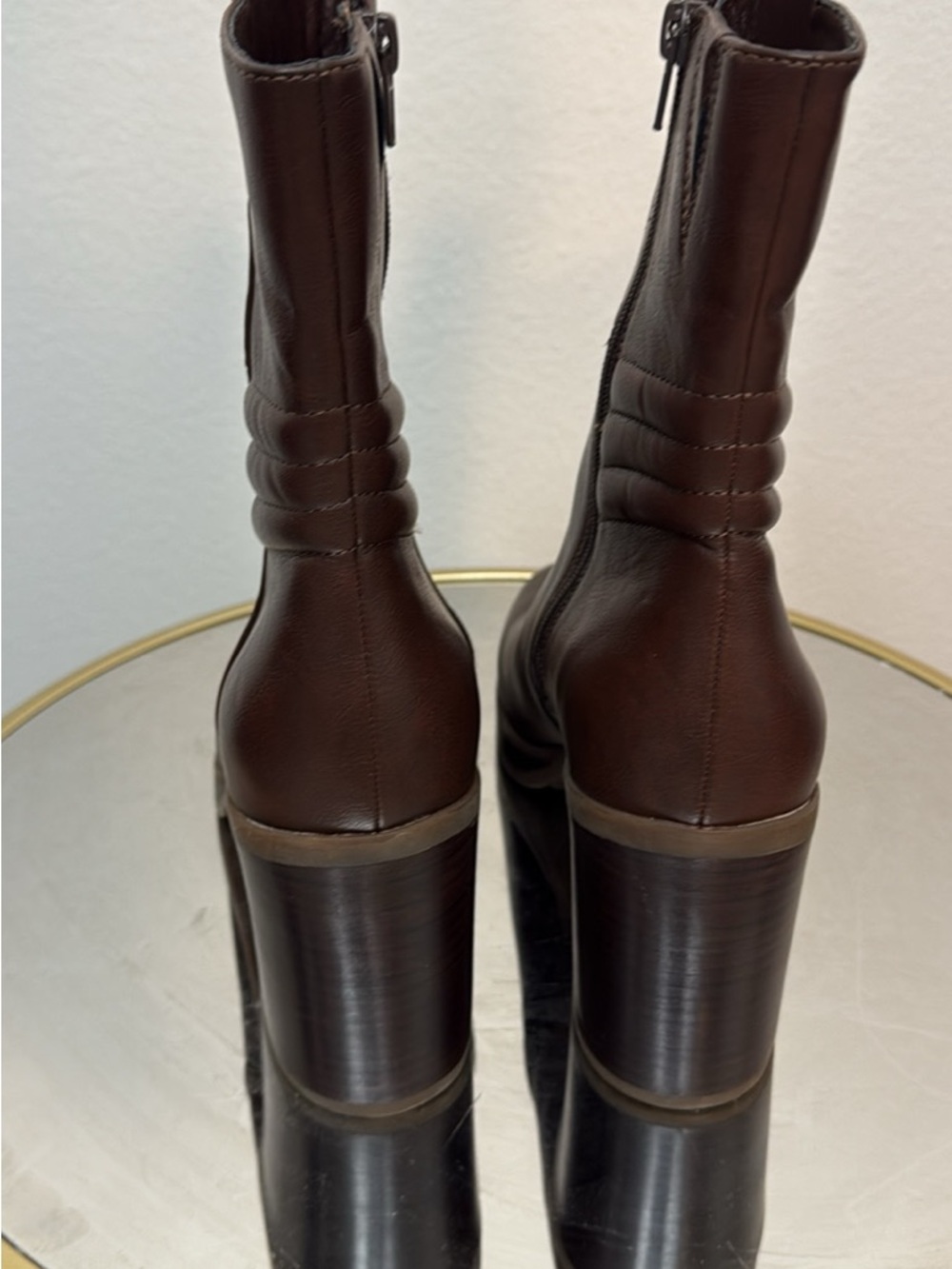Dark Brown Leather Tall Boots - Picture 2 of 7